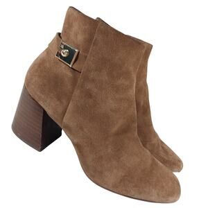 VINCE CAMUTO! FAWN BROWN/TAN GENUINE SUEDE LEATHER BUCKLE ANKLE BOOTS! SZ 8.5M